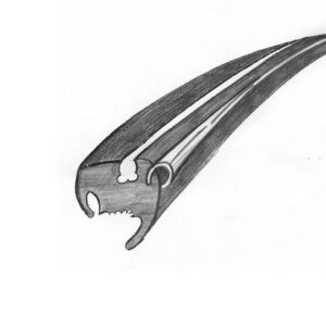 Zijruitrubber 'Deluxe' links (alu sierlijst)