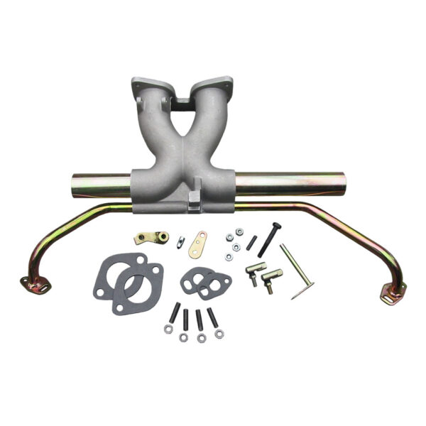 Centraal spruitstuk voor Weber IDF, afwerking in aluminium en ijzer