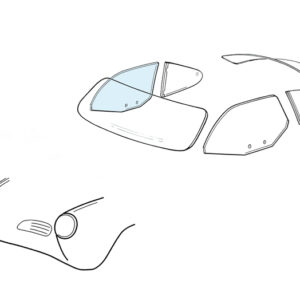 Deurruit rechts - Karmann Ghia coupé 08/59-