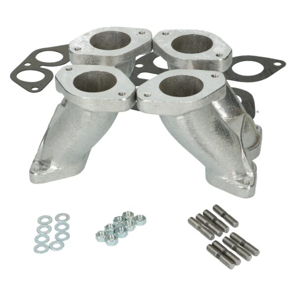 Inlaatspruitstuk 'Weber' IDF/ ‘Dell’orto’ DRLA Porsche356, per paar