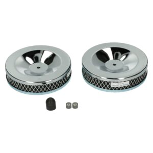 Gechromeerde luchtfilter, voor dubbele carburator, per paar