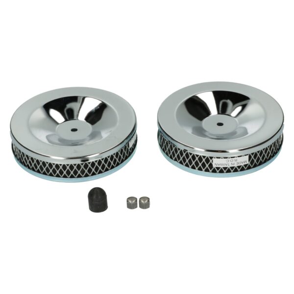 Gechromeerde luchtfilter, voor dubbele carburator, per paar