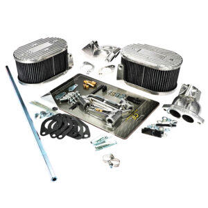 Inlaatcollectors en gasbediening 'Weber' ICT carburatoren, dubbelpoorts