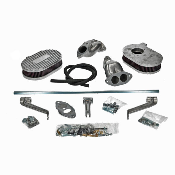 Inlaatcollectors en gasbediening 'Weber' ICT carburatoren, dubbelpoorts