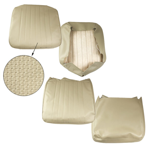 Zetelhoes set vooraan, beige, Basket weave (vertikale lijnen)