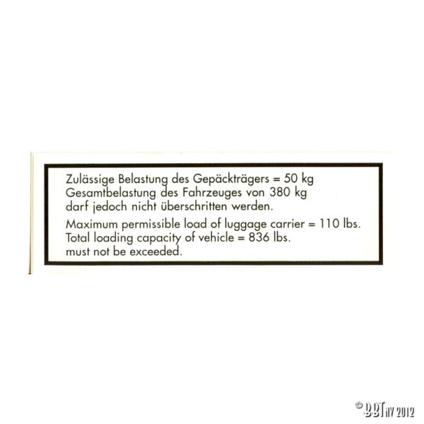 Sticker laadvermogen dakrek