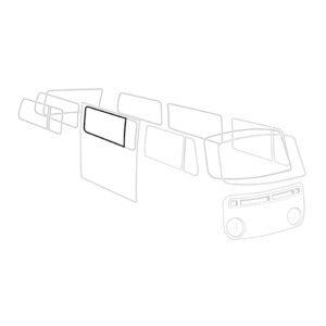 Zijruitrubber centraal met tochtruit 'Deluxe' (alu sierlijst)